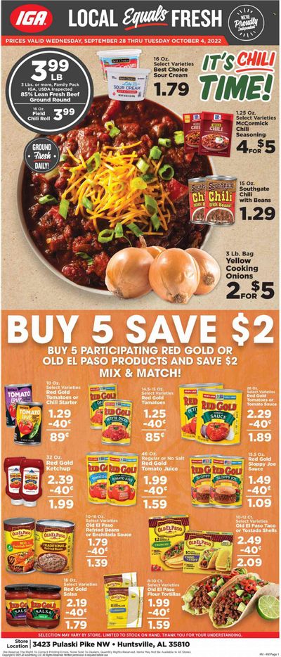 IGA (AL) Weekly Ad Flyer Specials September 28 to October 4, 2022