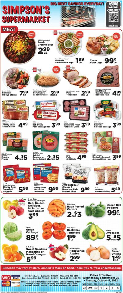 IGA (IN) Weekly Ad Flyer Specials September 28 to October 4, 2022