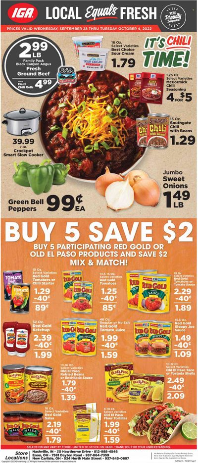 IGA (IN) Weekly Ad Flyer Specials September 28 to October 4, 2022