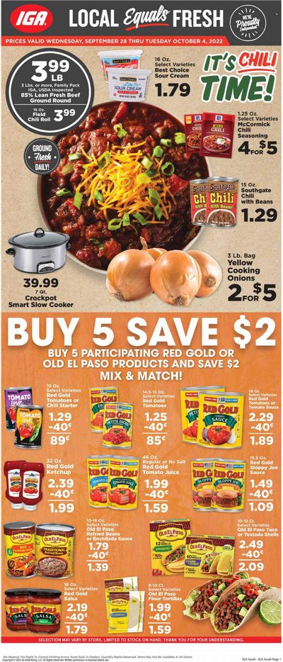 IGA (KY) Weekly Ad Flyer Specials September 28 to October 4, 2022
