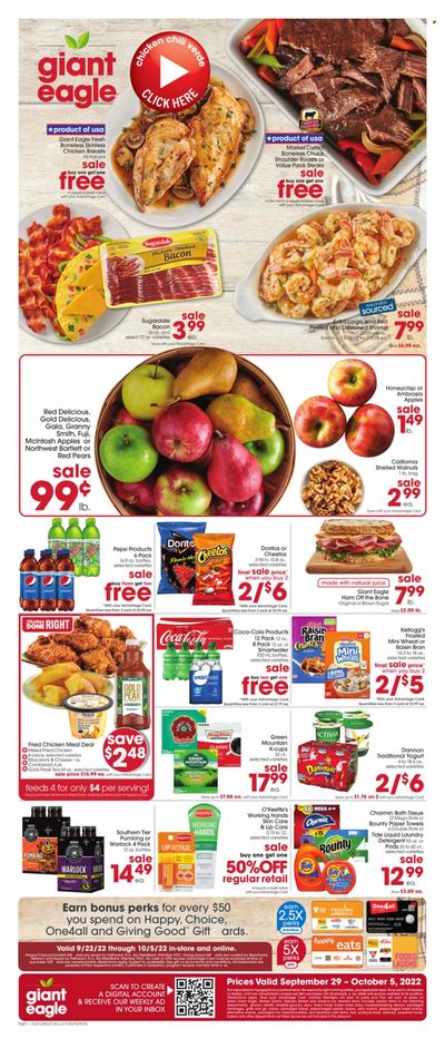Giant Eagle (OH, PA) Weekly Ad Flyer Specials September 29 to October 5, 2022
