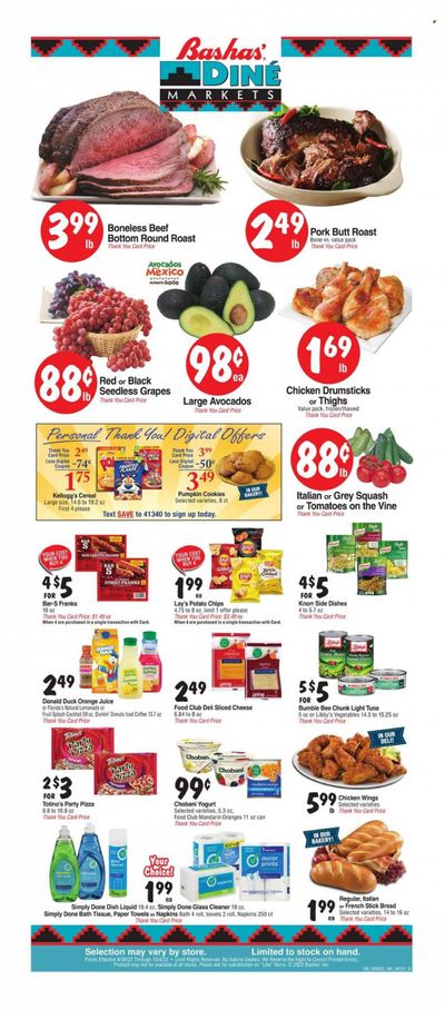 Bashas' Diné Markets (AZ, NM) Weekly Ad Flyer Specials September 28 to October 4, 2022