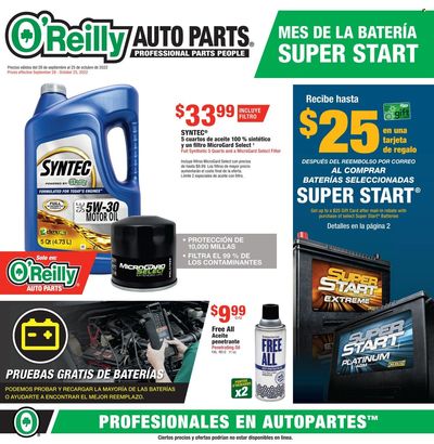 O'Reilly Auto Parts Weekly Ad Flyer Specials September 28 to October 25, 2022