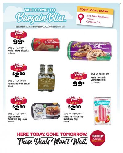 Grocery Outlet (CA, ID, OR, PA, WA) Weekly Ad Flyer Specials September 28 to October 4, 2022