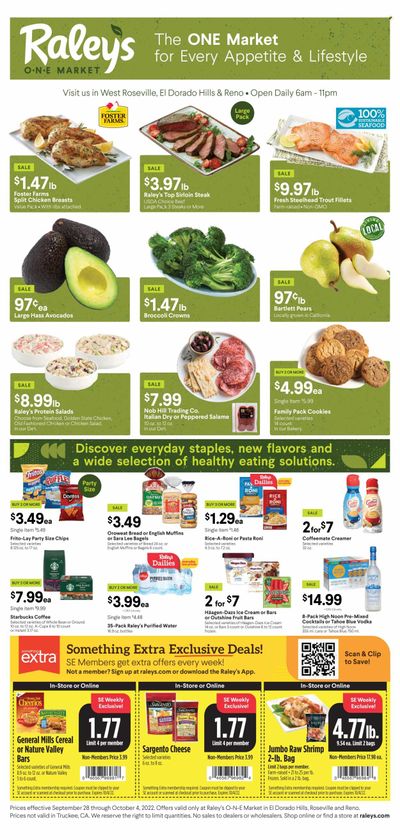 Raley's (CA, NV) Weekly Ad Flyer Specials September 28 to October 4, 2022