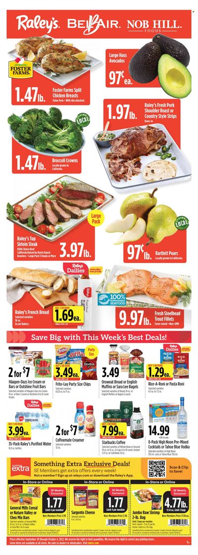 Raley's (CA, NV) Weekly Ad Flyer Specials September 28 to October 4, 2022