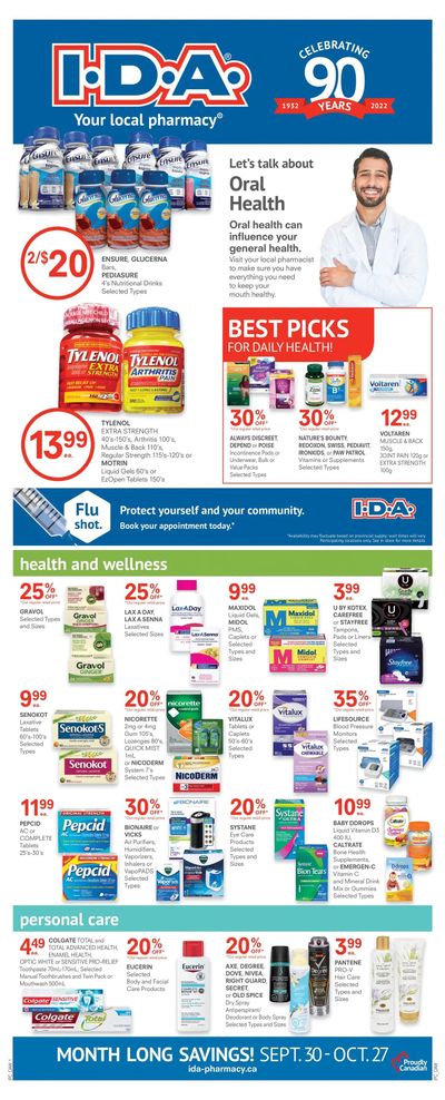 I.D.A. Pharmacy Monthly Flyer September 30 to October 27