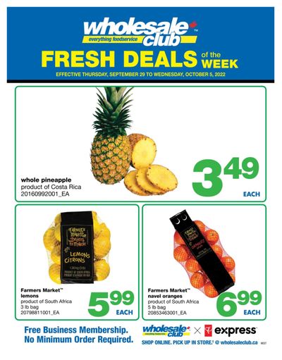 Wholesale Club (West) Fresh Deals of the Week Flyer September 29 to October 5