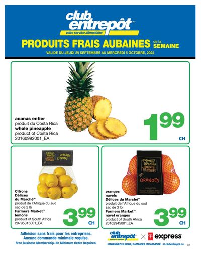 Wholesale Club (QC) Fresh Deals of the Week Flyer September 29 to October 5