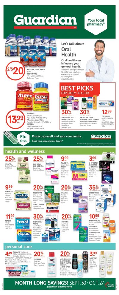 Guardian Pharmacy Monthly Flyer September 30 to October 27