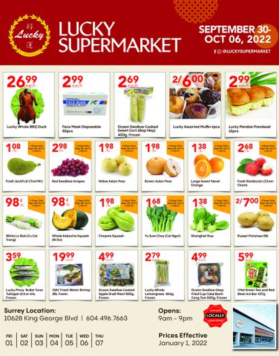 Lucky Supermarket (Surrey) Flyer September 30 to October 6