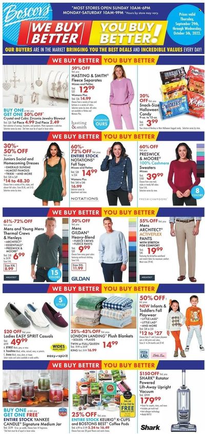 Boscov's (CT, DE, MD, NJ, NY, PA) Weekly Ad Flyer Specials September 29 to October 5, 2022