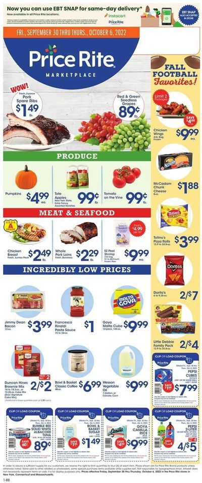 Price Rite (CT, MA, MD, NH, NJ, NY, PA, RI) Weekly Ad Flyer Specials September 30 to October 6, 2022