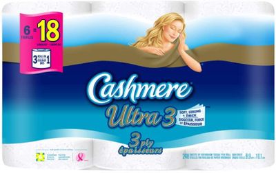 Cashmere Ultra Triple Roll Premium Bathroom Tissue, 3-ply, 248 Sheets per Roll - 6 Triple Rolls On Sale for $ 7.99 at Amazon Canada