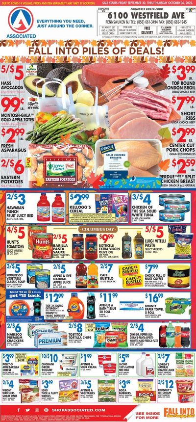 Associated Supermarkets (NY) Weekly Ad Flyer Specials September 30 to October 6, 2022