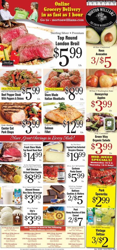 Morton Williams (NY) Weekly Ad Flyer Specials September 30 to October 6, 2022
