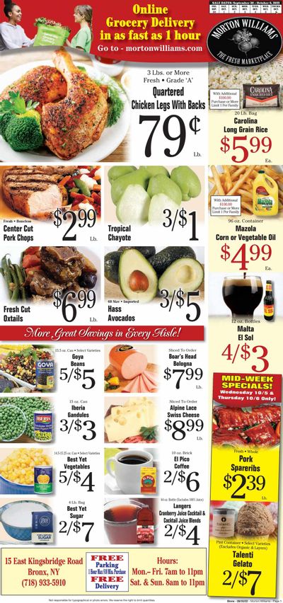Morton Williams (NY) Weekly Ad Flyer Specials September 30 to October 6, 2022