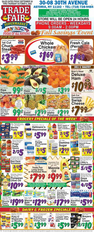 Trade Fair Supermarket (NY) Weekly Ad Flyer Specials September 30 to October 6, 2022