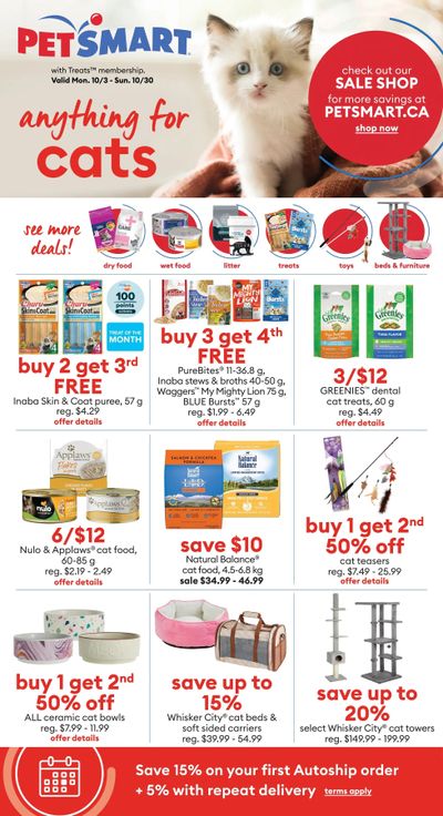 PetSmart Anything for Cats Flyer October 3 to 30