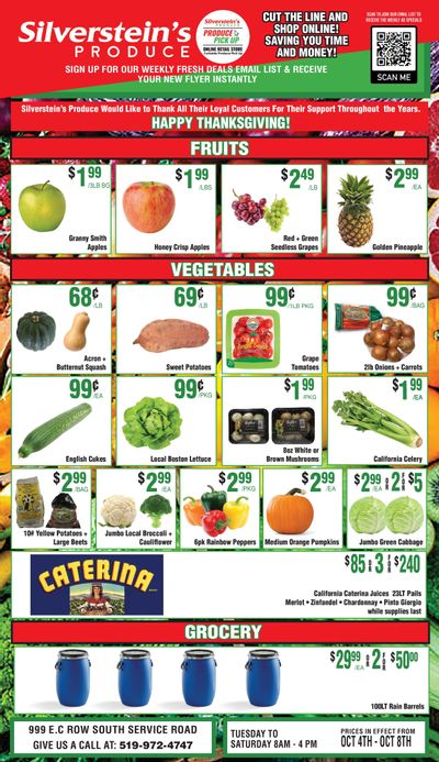 Silverstein's Produce Flyer October 4 to 8