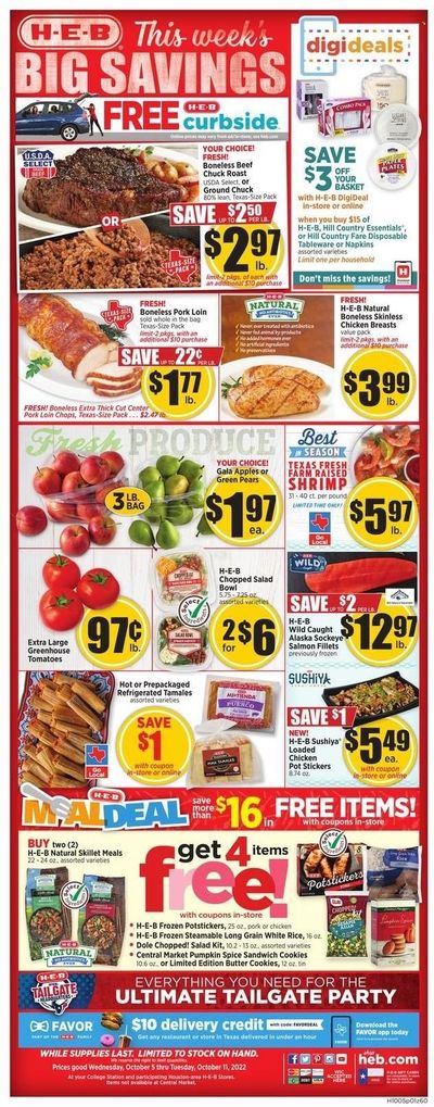 H-E-B (TX) Weekly Ad Flyer Specials October 5 to October 11, 2022