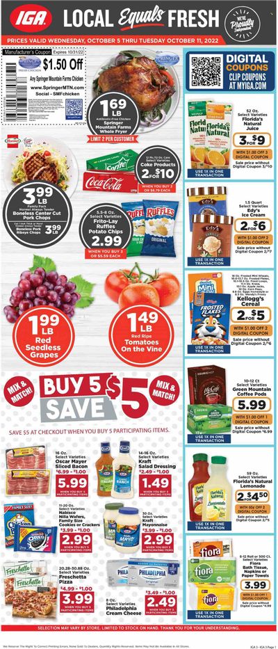 IGA (KY) Weekly Ad Flyer Specials October 5 to October 11, 2022