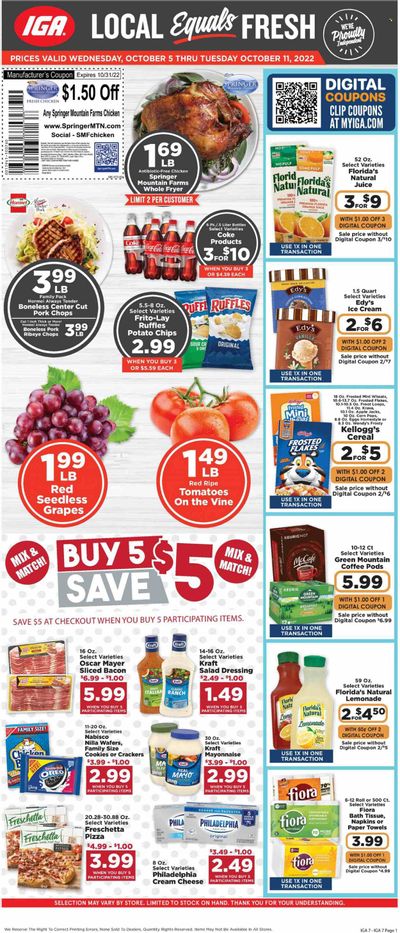 IGA (KY) Weekly Ad Flyer Specials October 5 to October 11, 2022
