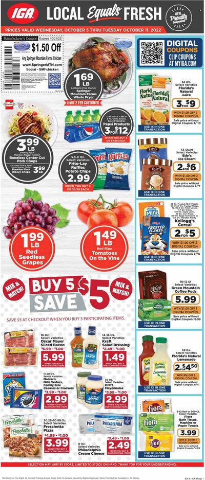 IGA (KY) Weekly Ad Flyer Specials October 5 to October 11, 2022