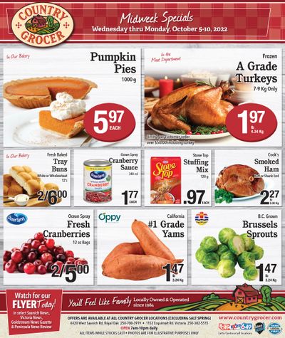 Country Grocer Midweek Specials Flyer October 5 to 10