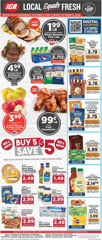 IGA (IN) Weekly Ad Flyer Specials October 5 to October 11, 2022
