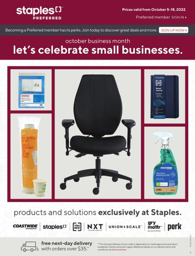 Staples Business Flyer October 5 to 18