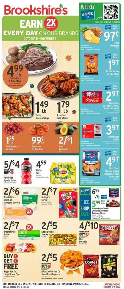 Brookshires (AR, LA, TX) Weekly Ad Flyer Specials October 5 to October 11, 2022