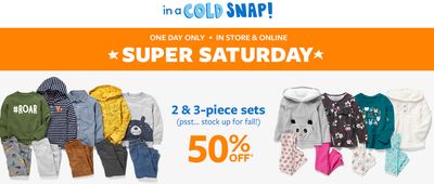 Carter’s OshKosh B’gosh Canada Super Saturday Sale: Today, Save 50% off Off 2 & 3-Piece Sets + 25% Off All Outerwear & Cold Weather Accessories