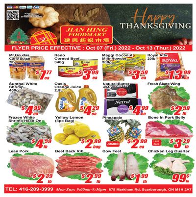 Jian Hing Foodmart (Scarborough) Flyer October 7 to 13