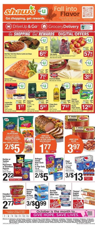 Shaw’s (MA, ME, NH, RI, VT) Weekly Ad Flyer Specials October 7 to October 13, 2022