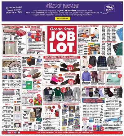 Ocean State Job Lot (CT, MA, ME, NH, NJ, NY, RI, VT) Weekly Ad Flyer Specials October 6 to October 12, 2022