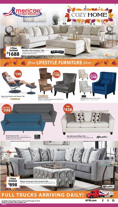 American Furniture Warehouse (AZ, CO, TX) Weekly Ad Flyer Specials October 9 to October 15, 2022