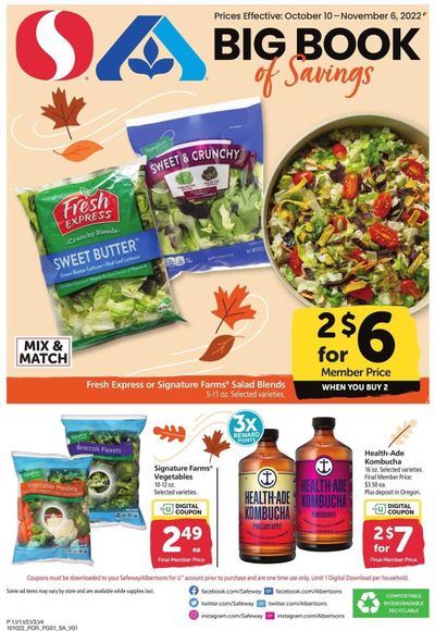 Safeway (OR) Weekly Ad Flyer Specials October 10 to November 6, 2022