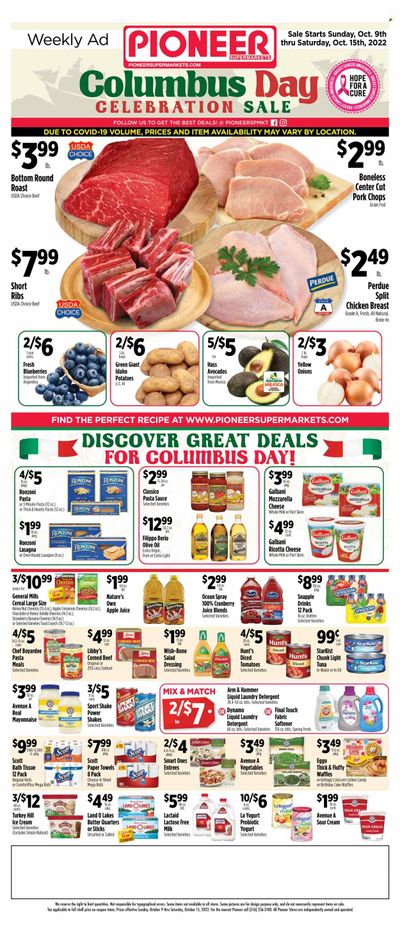 Pioneer Supermarkets (NJ, NY) Weekly Ad Flyer Specials October 9 to October 15, 2022