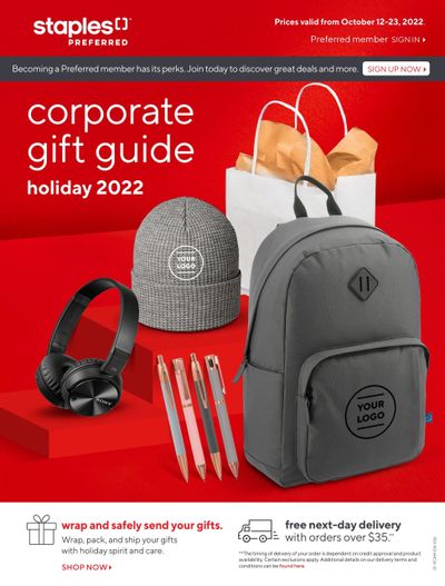 Staples Corporate Gift Guide October 12 to 23