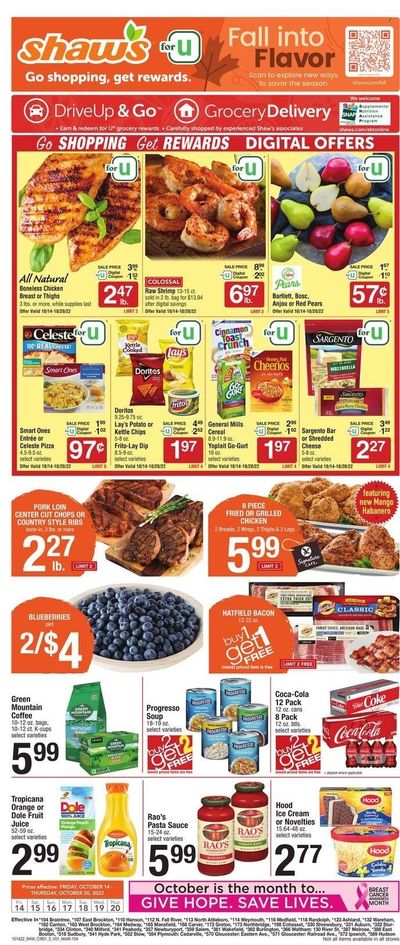 Shaw’s (MA, ME, NH, RI, VT) Weekly Ad Flyer Specials October 14 to October 20, 2022