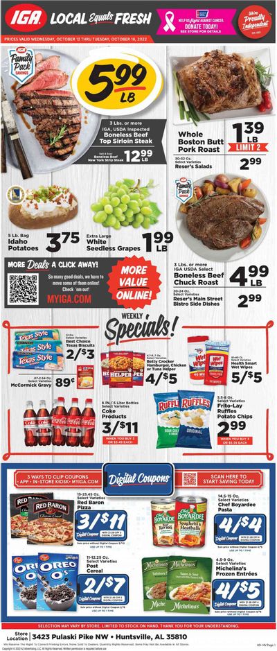 IGA (AL) Weekly Ad Flyer Specials October 12 to October 18, 2022