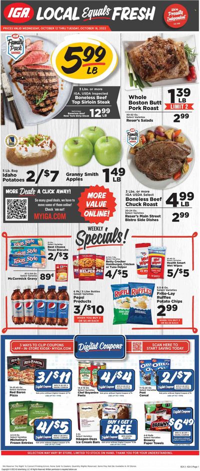 IGA (KY) Weekly Ad Flyer Specials October 12 to October 18, 2022
