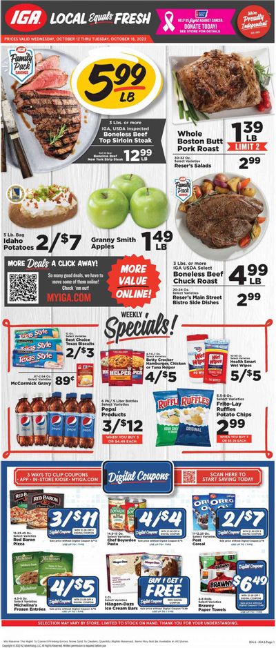 IGA (TN) Weekly Ad Flyer Specials October 12 to October 18, 2022