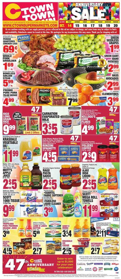C-Town (CT, FL, MA, NJ, NY, PA) Weekly Ad Flyer Specials October 14 to October 20, 2022
