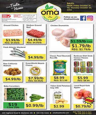 Oma Fresh Foods Flyer October 14 to 20