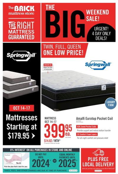 The Brick Mattress Store Flyer October 14 to 27