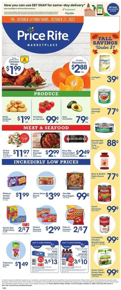 Price Rite (CT, MA, MD, NH, NJ, NY, PA, RI) Weekly Ad Flyer Specials October 14 to October 27, 2022