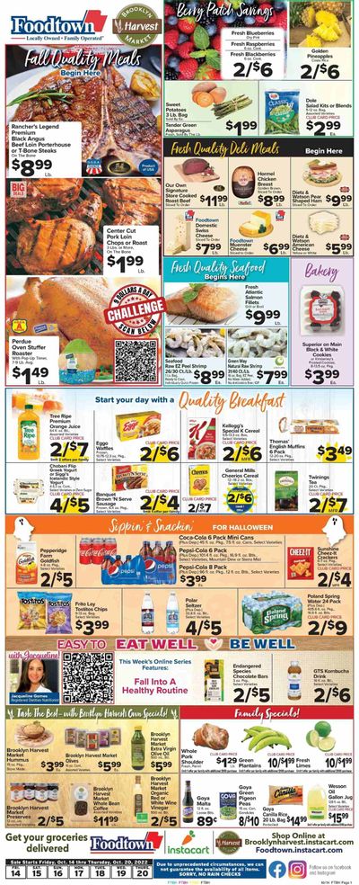 Foodtown (NJ, NY, PA) Weekly Ad Flyer Specials October 14 to October 20, 2022