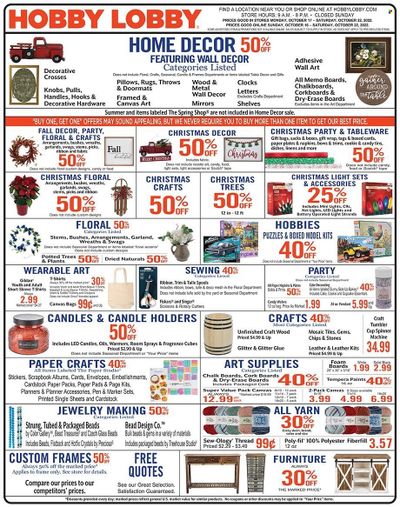 Hobby Lobby Weekly Ad Flyer Specials October 16 to October 22, 2022